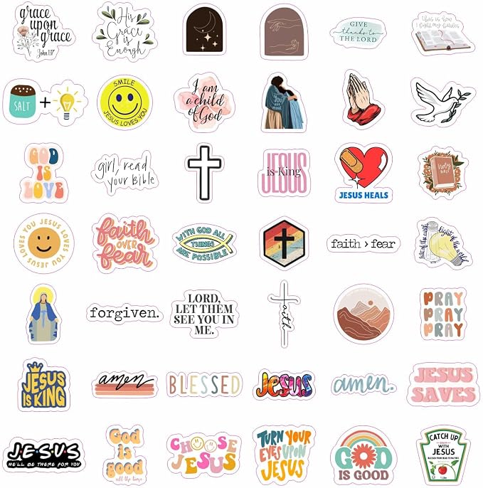 100Pcs Jesus Stickers - God, Christian Stickers for Water Bottle and Laptop - Faith and Religious Gifts, Waterproof Vinyl Decals