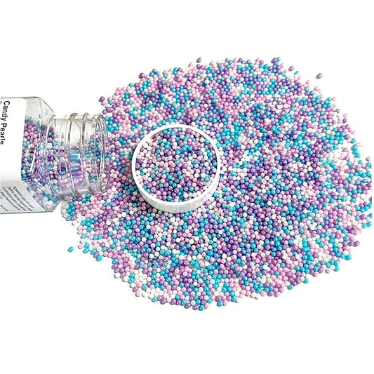 Homipooty Mermaid Nonpareils Sprinkles Edible Mini Pearl Sugar Sprinkles 110g/3.88oz 2mm Mini Pearl Baking Cakes Cupcake Topper and Cake Decorations