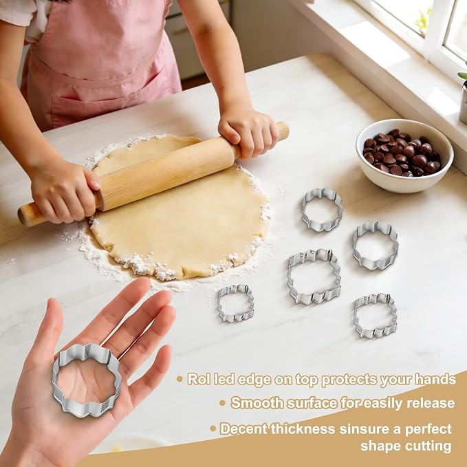 Circle and Square Fancy Plaque Frame Cookie Cutters Shapes Molds - Stainless Steel 8pcs, Fondant Cutters for Baking,Wedding,Birthday,Christmas, for DIY Decorations (Stainless steel)