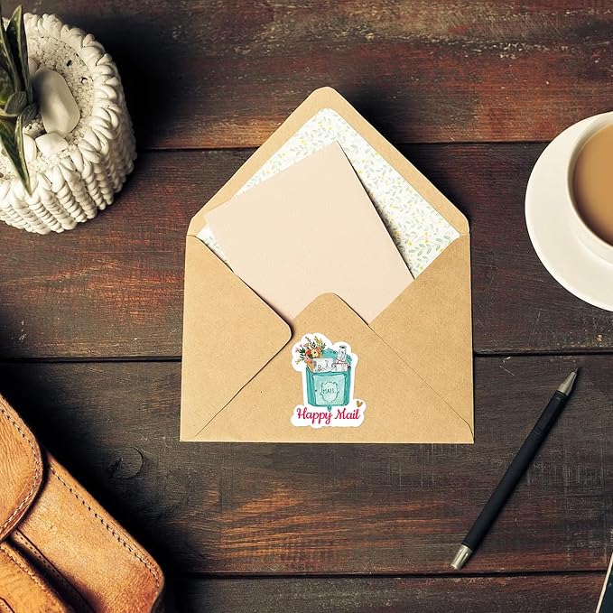 Happy Mail Stickers Labels (500pcs) Cute Thank You Boutique Packaging Mail Envelopes Small Business Roll
