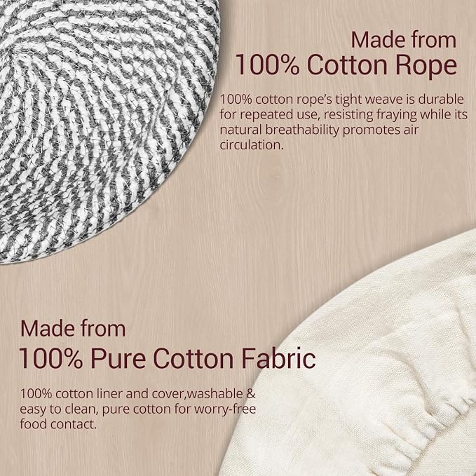 Banneton Bread Proofing Basket Sourdough Basket Cotton Rope Bread Baskets | Howasai Sourdough Proofing Basket, 9''Round & 10''Oval Banneton Baskets With Liners & Covers, Cotton Rope Bread Baskets