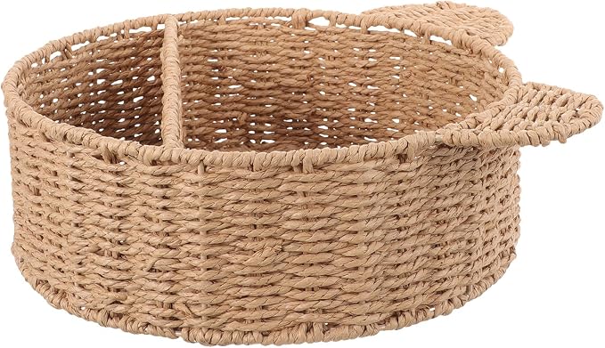 BESTYASH Rattan Woven Fruit and Bread Storage Basket, Food-grade Plastic Liner, Handwoven Rattan Basket for Kitchen Counter and Dining Table Organization