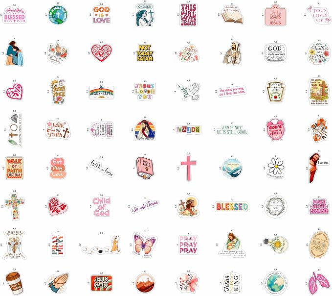 100Pcs Christian Stickers for Water Bottle, Laptop - Religious, Jesus Stickers - Christian Gifts, Party Supplies & Decorations - Gift for Women & Men