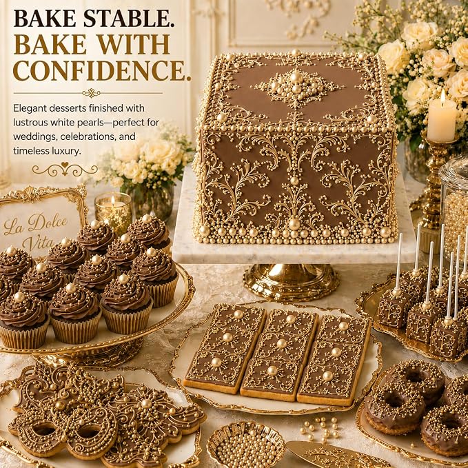 Confect Pearl Sprinkles | Gold Sprinkles for Christmas Cakes & Cupcakes Decoration | Assorted pack of 5 | Sparkling Champange Disco Ball Sprinkle | Mix Gold Pearl Dragees | Vegan, Gluten-Free, Nut-Free, Soy-Free, Dairy-Free, Palm Oil-Free, No Artificia...