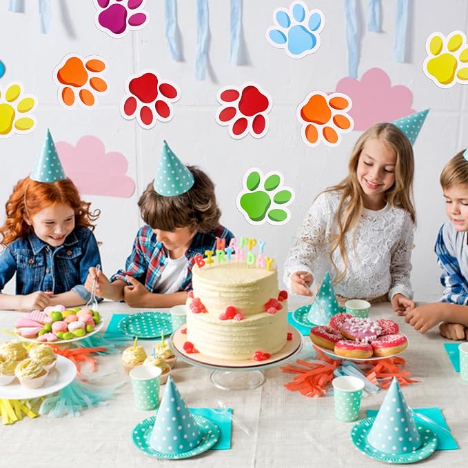 Vuzvuv 60 Pcs 6 Inch Large Colorful Paw Prints Paper Cutouts for for Students Educational School Classroom Bulletin Board Decorations for Dog Cat Paw Theme Party Supplies and Craft Wall Decor