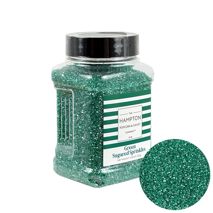 Green Sanding Sugar Green Sprinkles 11.28 oz, Green Sugar Sprinkles, Sanding Sugar For Cookie Decorating, Green Sanding Sugar For Baking, The Hampton Candy Company