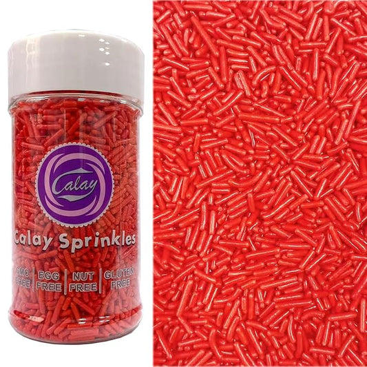 PhilaeEC Red Jimmies Sprinkle Edible Soft Jimmies Sprinkle for Cake Decoration Cupcake Topper Cookie Baking Decorations Halloween Christmas Valentine Supplies 2.75oz/78g