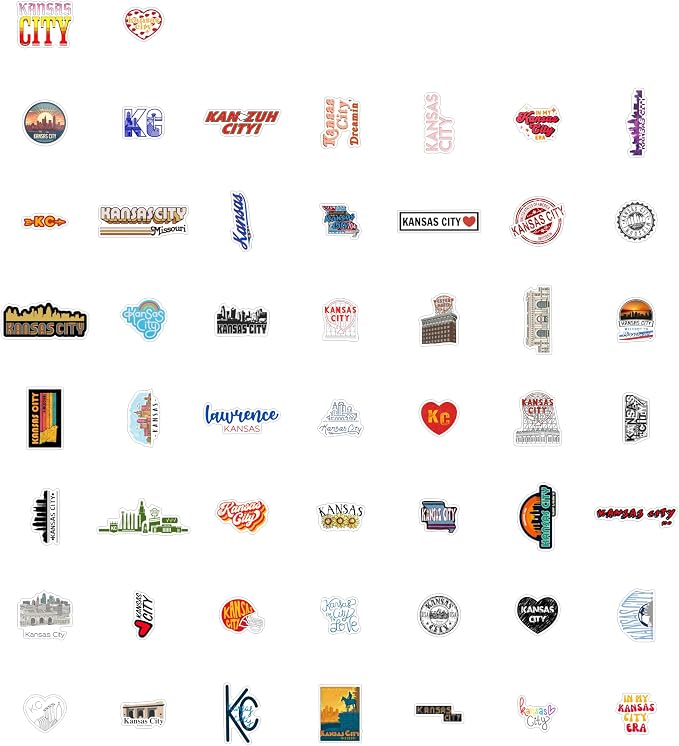 BulbaCraft BulbaCraft Kansas City Stickers for Water Bottle and Laptop - City Souvenirs, Decorations & Gifts, Waterproof Vinyl Decals, Gifts for Women & Men