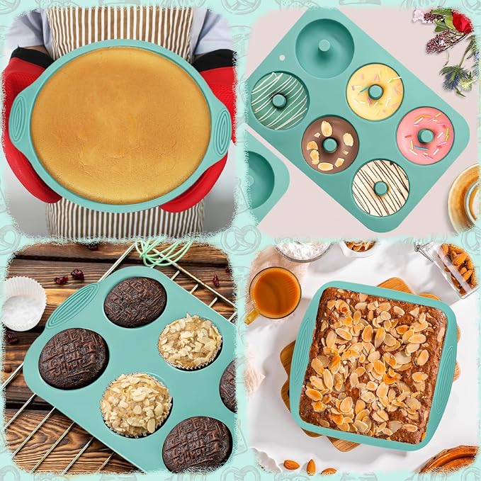 39 Pieces Silicone Bakeware Set, Nonstick Silicone Baking Pans Set With Baking Pan, Baking Sheet, Cake Pan, Donut Pan, Muffin Pan, Cake Molds, Measuring Cups