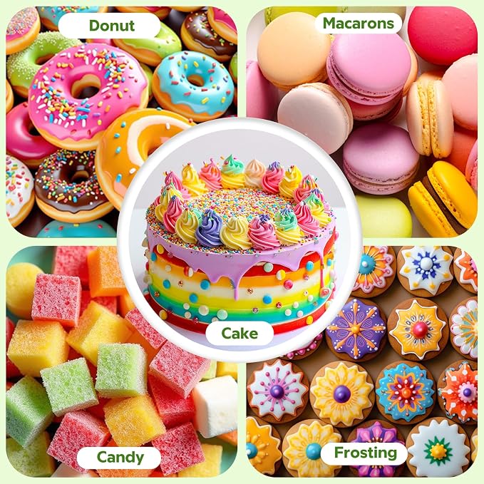 Natural Food Coloring Set - FD&C & Artificial Dye Free, Gluten-Free, 6 Colors (10ml/0.35 Fl. oz) Dye Free Food Coloring,Strong Color Power for Baking, Icing, Frosting, Slime, Cake Decorating & Easter Eggs