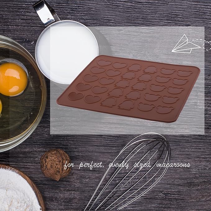 beicemania® Silicone Classic Bear Heart Penguin Macaron Baking Mat for 15 Macarons Macaroons Biscuits Cookies