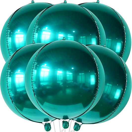 KatchOn, Metallic Emerald Green Balloons - Big 22 Inch, Pack of 6 | Dark Green Mylar Balloons, Emerald Green Foil Balloons for Emerald Green Party Decorations