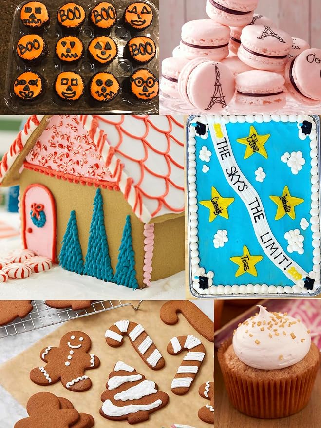 Round Piping Tips Set with Coupler- Stainless Steel Plain Icing Tips in 6 Sizes for Macarons,Writing,Royal Icing,Cookie and Cake Decorating