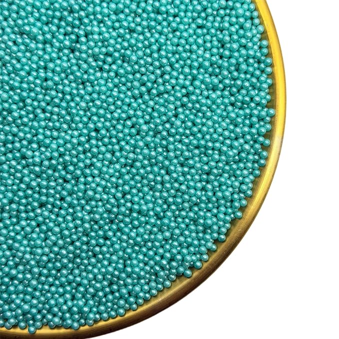 CandiJumpin 2mm Edible Teal Pearls, Teal Nonpareils Sprinkles Small Pearl Sprinkles for Cake Decorating Mini Sugar Pearls for Baking Baby Shower Party Wedding Christmas Supplies 3 OZ