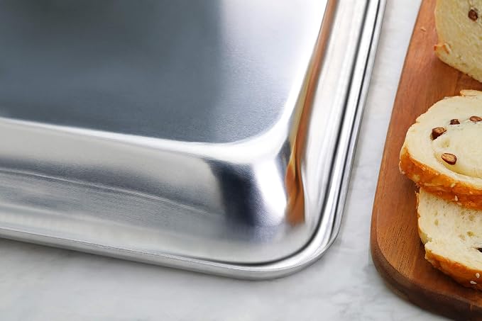 New Star Foodservice Commercial-Grade 12-Gauge Aluminum Open Bead Sheet Pan/Bun Pan, 18" L x 26" W x 2" H (Full Size)