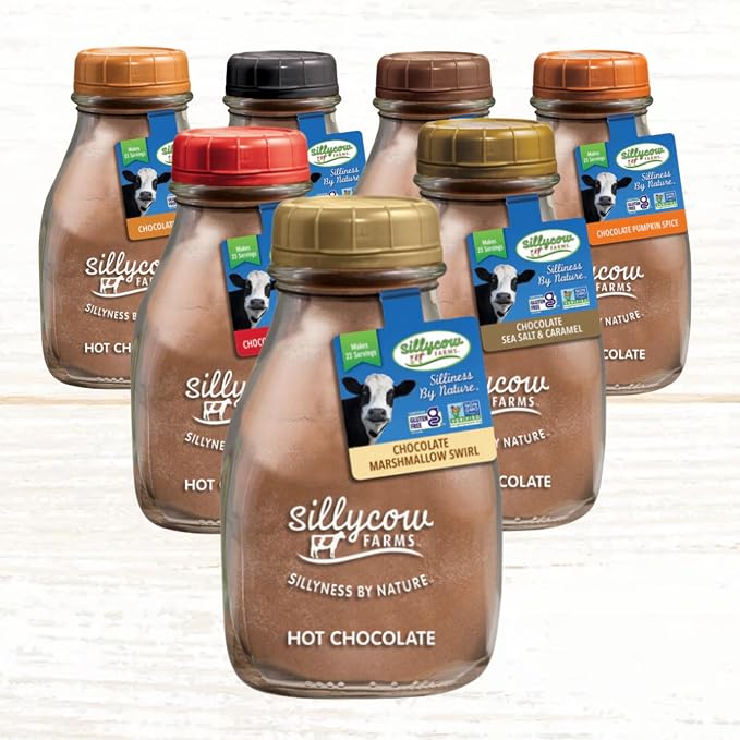 Sillycow Farms Hot Chocolate Moo-usse Mix | Rich Hot Cocoa Delight | Gluten-Free, Non-GMO, Dairy-Free |Indulgence with Pure Cocoa and Vanilla Flavor | 16.9 Oz Reusable Glass Bottle - Pack of 1