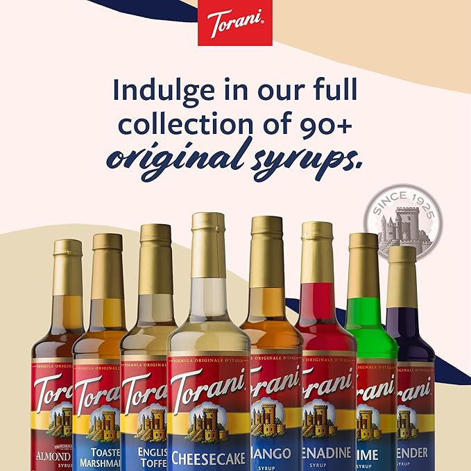 Torani Coffee Syrup, Almond Orgeat Flavored Syrup for Drinks, Glass Bottle with Pump Included, 25.4 Fl Oz