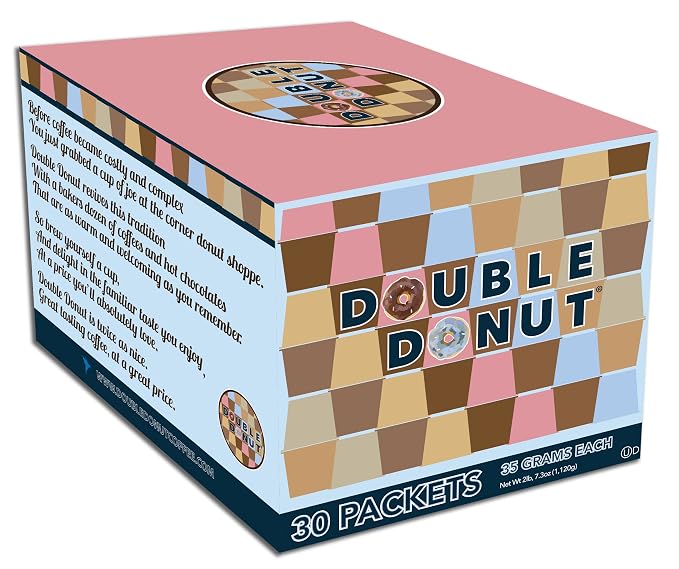 Double Donut Coffee Flavored Hot Chocolate Packets, Gourmet Hot Cocoa Mix Variety Pack 30 Count Includes Classic, White Chocolate, Choc Raspberry, Salted Caramel, French Vanilla & Peppermint