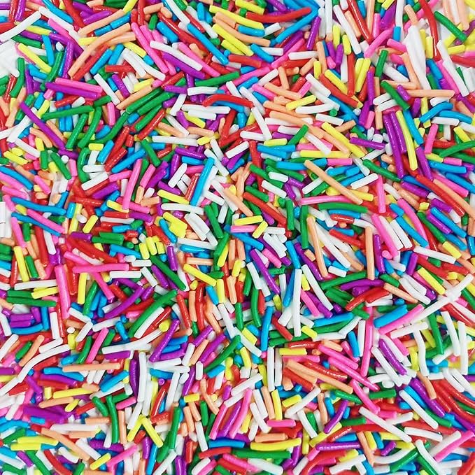 Sentovac Rainbow Jimmies Sprinkles Edible for Cake Decorating Rainbow Sprinkles Sugar Candy Cookie Cupcake Topper Ice Cream Baking Decorations Wedding Halloween Christmas Supplies 3.53oz