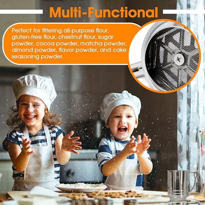 Cook Army Flour Sifter , 3 Cup Stainless Steel , Great Double-layer Baking Sifters for all Baking Flour and Powdered sugar, Flour Strainer