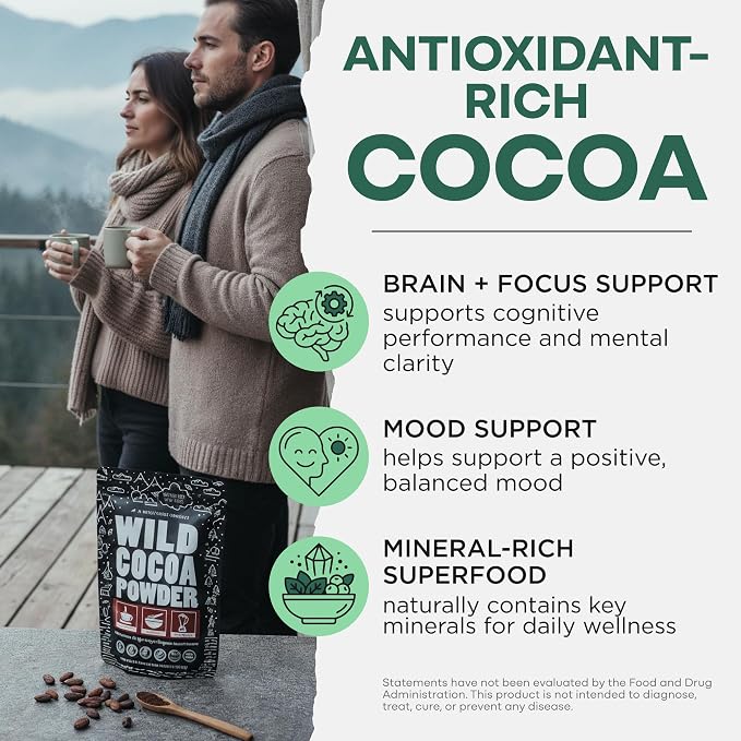 Raw Organic Cacao Powder, Handcrafted, Single-Origin, Fair Trade, Non-Alkalized Cocoa from Peru (24 ounce)