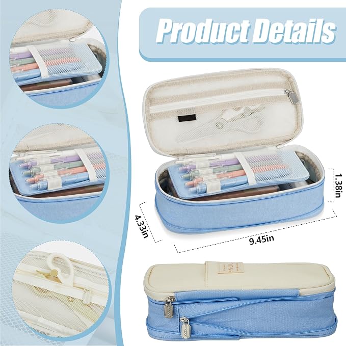 Jutom 39 Pcs Aesthetic Book Annotation Kit Highlighter with Case Bag Gel Pen Transparent Sticky Note Taking Bible Supplies(Light Blue,Cute Style)