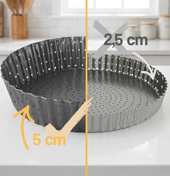 Deep Dish Quiche Lorraine Pie Pan - 7.87 inch Tart Pans with Removable Bottoms - Apple Pie Pan - 7.87 inch Tarte Tatin Pan - Deep Dish Pie Crust - Quiche Baking Dish