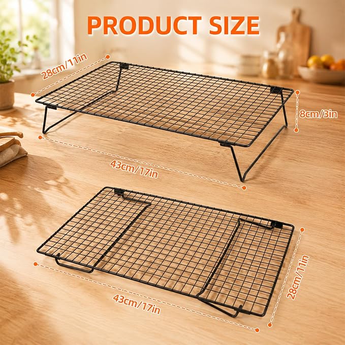 Baking Cooling Rack, Sourdough Cooling Rack, 16.93×11.02×3 Inch Iron Baking Cooling Racks for Cooking and Baking, Suitable for Dessert Cafe Bakery, Black 1 PCS