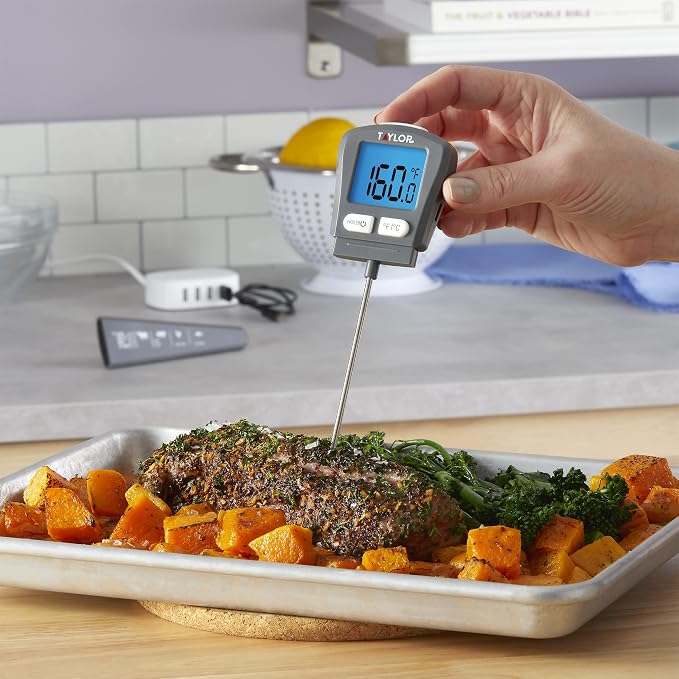 Taylor USB Rechargeable Digital Instant Read Food Thermometer, Gray
