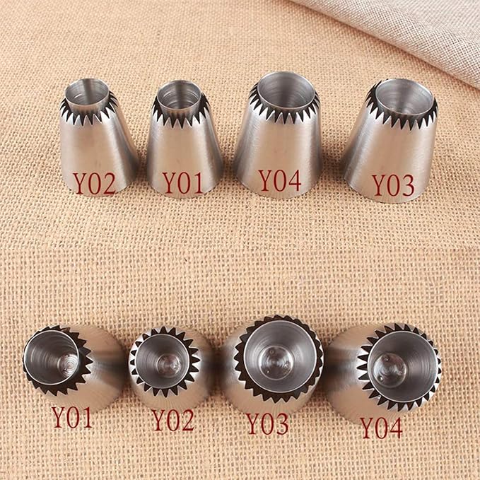 RoseFlower 4 PCS Large Piping Tips Set - Grade Stainless Steel Big Piping Nozzles Kit for Pastry Cupcakes Cakes Cookies Decorating Supplies Baking Set #1