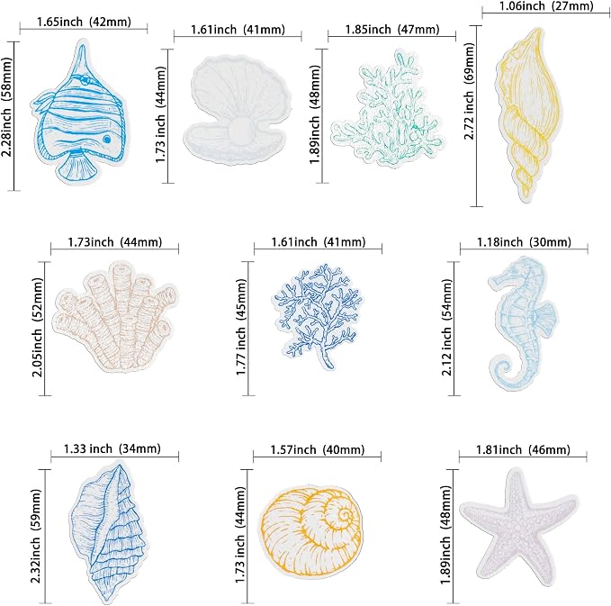 Gyufise 60Pcs Edible Seashell Cupcake Toppers Beach Sea Shell Party Decorations Edible Starfish Conch Coral SeaShell Cupcake Picks for Coastal Beach Baby Shower Birthday Party Supplies