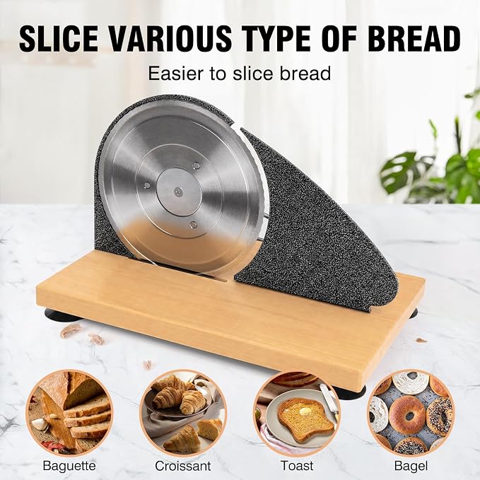 Upgrade Manual Bread Slicer for Homemade Sourdough Bread Versatile Hand Crank Bread Slicer for Sourdough Crusty Bread Etc Stainless Steel Slicers Adjustable Width for Homemade & Commercial Use