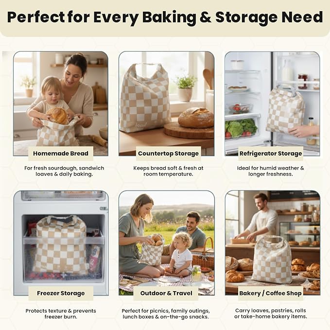 2-Pack XL Premium Reusable Beeswax Bread Bags 17x13 - Artisan Sourdough Keeper, Organic Cotton, Freezer-Safe Homemade Bread Storage - Eco Bread Gift for Bakers