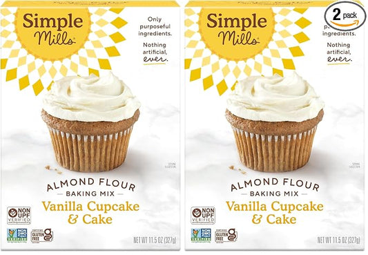 Simple Mills Almond Flour Baking Mix, Vanilla Cupcake & Cake Mix - Gluten Free, Plant Based, Paleo Friendly, 11.5 Ounce (Pack of 2)