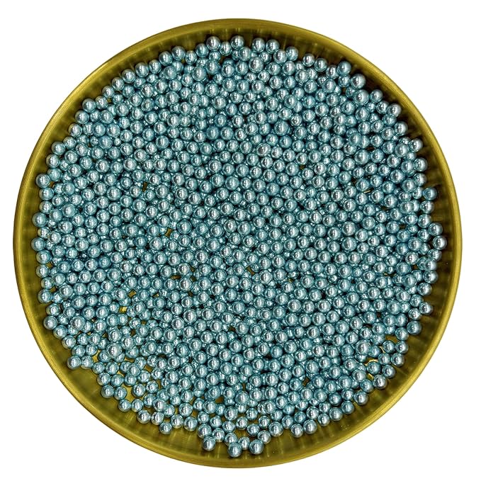 Edible Silver BluePearl Sugar Sprinkles Candy 4mm Mini Pearls Cake Decorations Cupcake Toppers Cookie Decorating Perfect for Wedding Party Valentine Halloween Christmas Supplies 3OZ