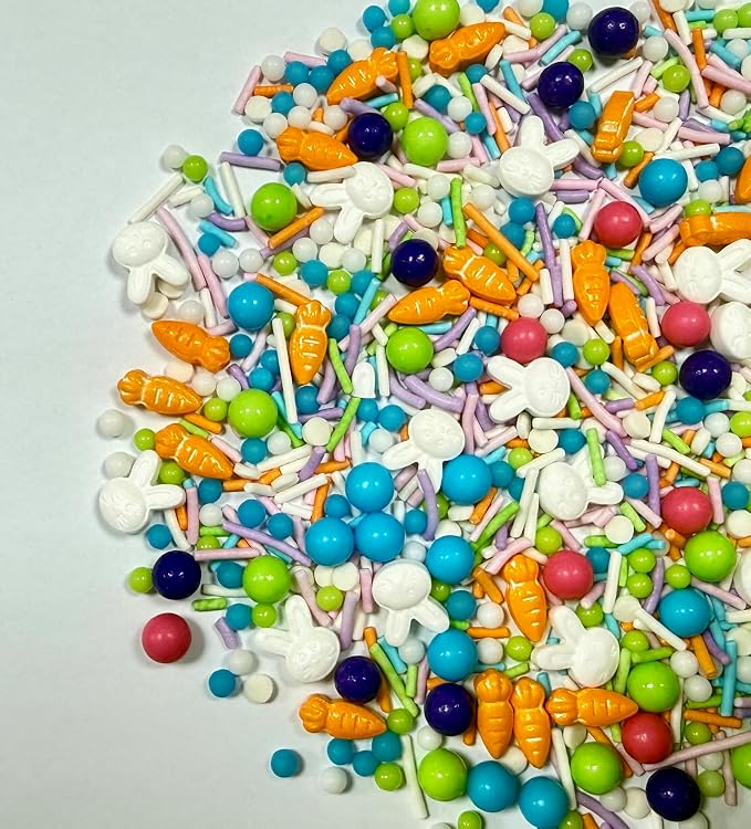 Sentovac Edible Easter Rabbit Bunny Carrot Sprinkles for Cake Decorating Edible Cake Cupcake Sprinkles Cookie and Ice Cream Topper Decorations 3.35oz