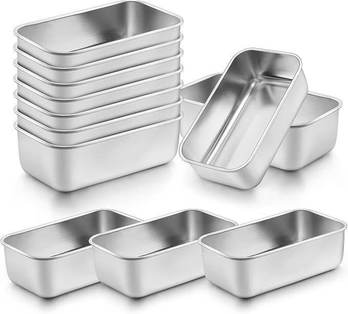 Onader 12 Pack Mini Loaf Pan for Baking Bread, 6¼ x 3⅝ Inch Stainless Steel Bread Pan, Small Meatloaf Baking Loaf Pan for Homemade Sourdough Brownie Cake, Dishwasher Safe