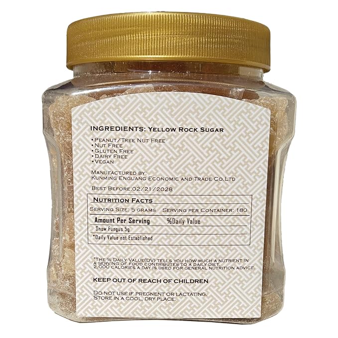 Natural Rock Sugar Crystals, Traditional Yellow Crystal Sugar, 黄冰糖, No Additives (2lb)