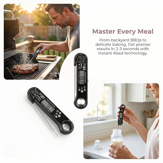 Digital Meat Thermometer, IP67 Waterproof Instant Read for Kitchen BBQ Grill
