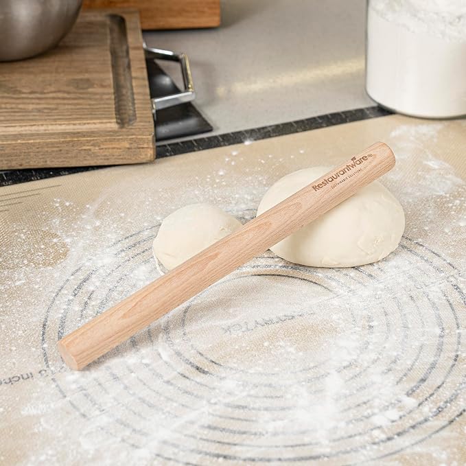 Restaurantware Wood Rolling Pin 10 Count 12 Inches Beech Wood Baking Tool, Dough Roller Handle-Less Pastry Rolling Pin Dowel Design Beige for Professional or Home Bakers