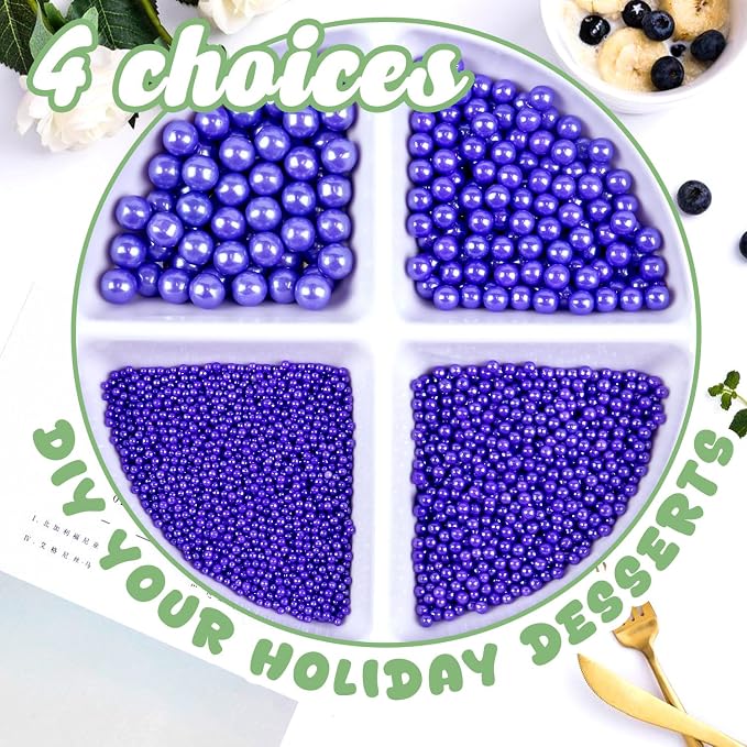 Dazzjoy Purple Pearl Sprinkles, 150g/5.29oz, Edible Purple Sprinkles for Cake Decorating, Cake Decoration & Cupcake Toppers, Cookies, Ice Cream, Wedding Party Valentines Supplies