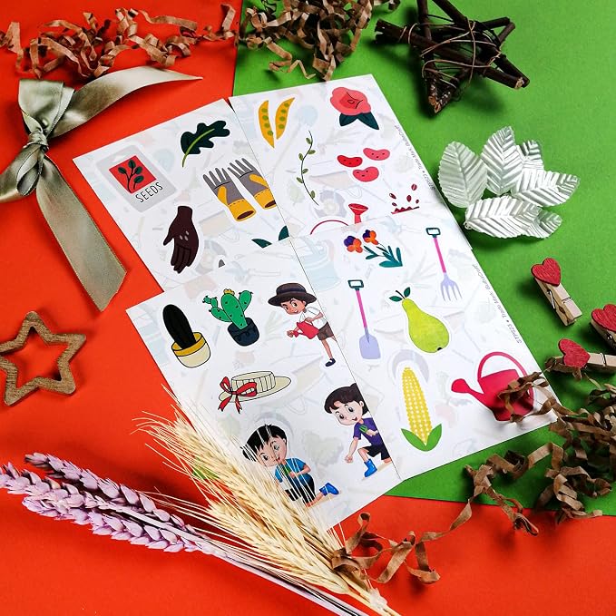 BulbaCraft 100Pcs Garden Stickers, Gardening Stickers for Scrapbooking, Garden Party Supplies, Planting Gardening Gifts for Girls, Gifts for Women & Men