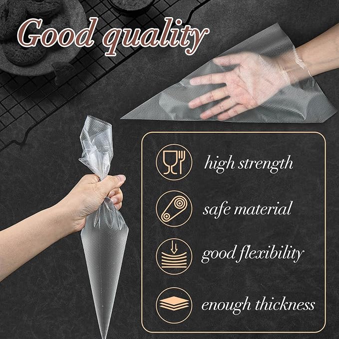 MAQIHAN 12Inch Piping Bags Disposable - 100 Pastry Bags Tipless Icing Frosting Bags Mangas Pasteleras Cake Cupcake Cookie Candy Chocolate Strawberry Decorating Baking Supplies Essentials Home Bakery