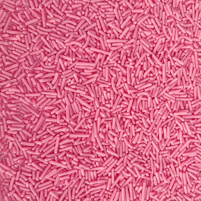 Sentovac Edible Pink Jimmies Sprinkles for Cake Decorating Baking | Cupcake Cookie and Ice Cream Toppers Cake Decorations| Celebrations Wedding Shower Party Chirstmas Supplies 78g/2.75oz