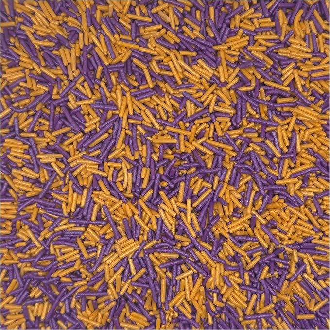 NCS Pearlized Purple & Gold Jimmies Edible Sprinkles – Cupcake, Cake & Cookie Decorations, 7 oz