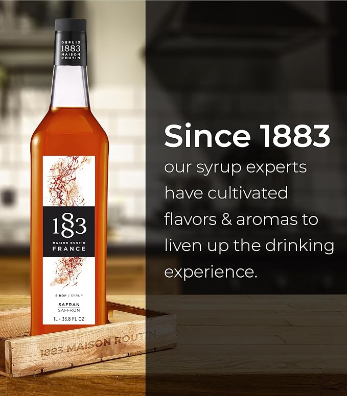 1883 Saffron Syrup for Drinks, Made in France, 1 Liter Glass Bottle