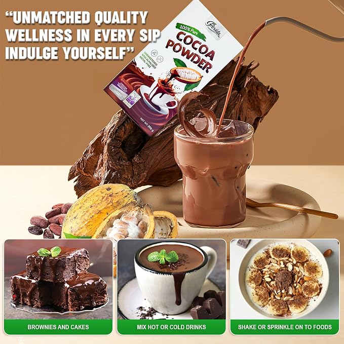 100% Pure Cocoa Powder – Cocoa Rich Flavanols From Trinitario Cacao Beans, Natural, Non-Alkalized, Unsweetened – Rich in Antioxidants for Energy, Mood & Heart Health – Keto & Vegan Superfood – Great for Smoothies, Baking, Chocolate (500 Gr)