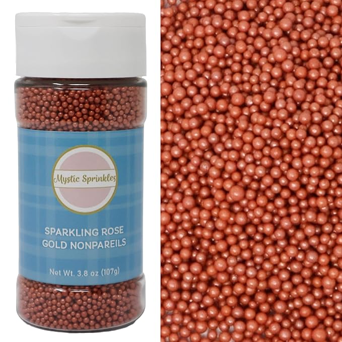 Mystic Sprinkles Solid Color Nonpareils 3.8oz Bottle (Sparkling Rose Gold)
