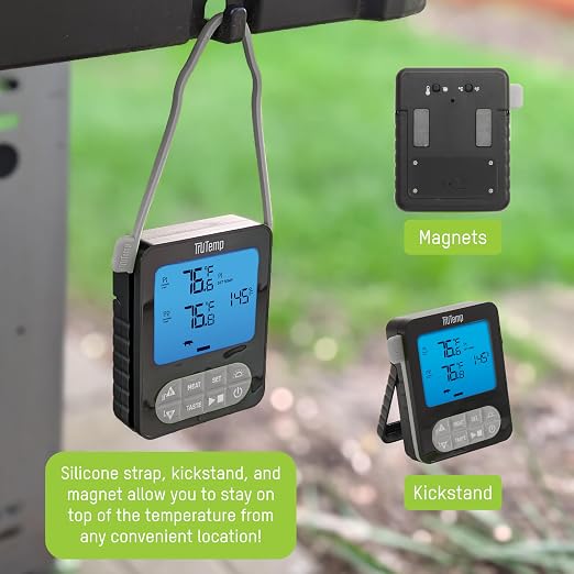 Taylor TruTemp Dual Probe Wired Programmable Meat & Food Thermometer, Digital, Monitor Two Dishes, Baking, Grilling, Roasting, User-Friendly, Backlit, Gray