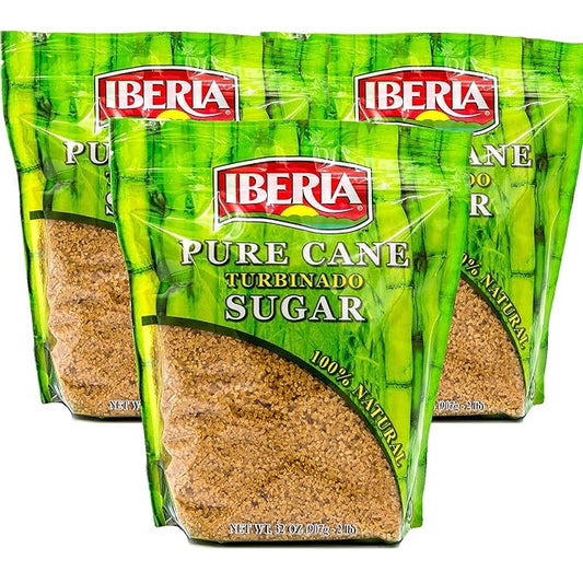 Iberia Turbinado Sugar 32 Oz (Pack Of 3), 96 Oz, brown
